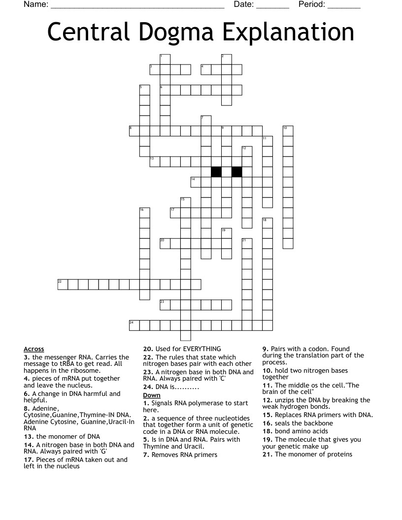 Central Dogma Explanation Crossword
