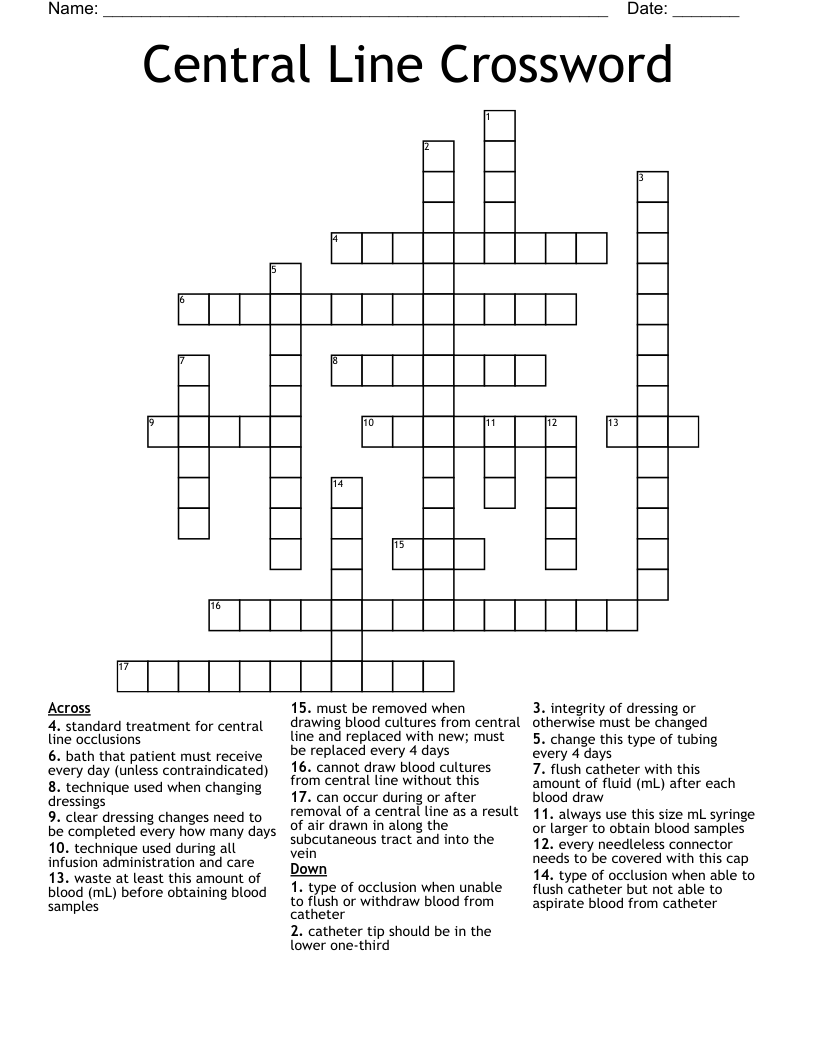 Central Line Crossword