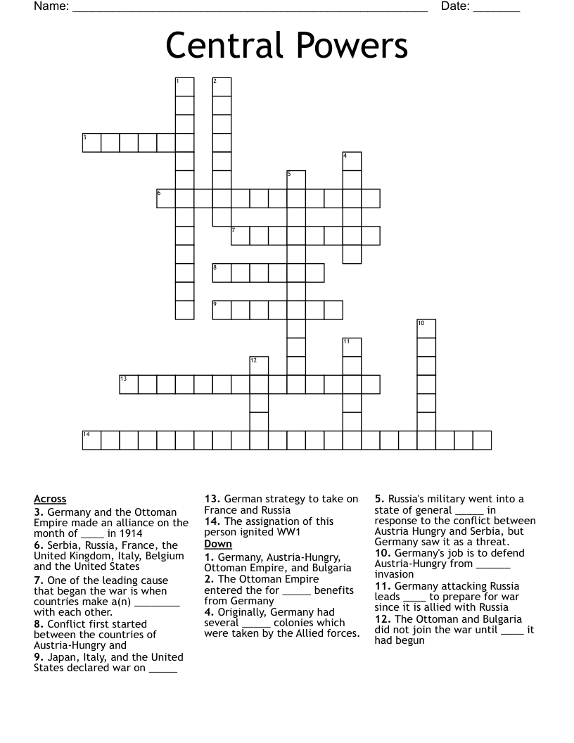 Central Powers Crossword