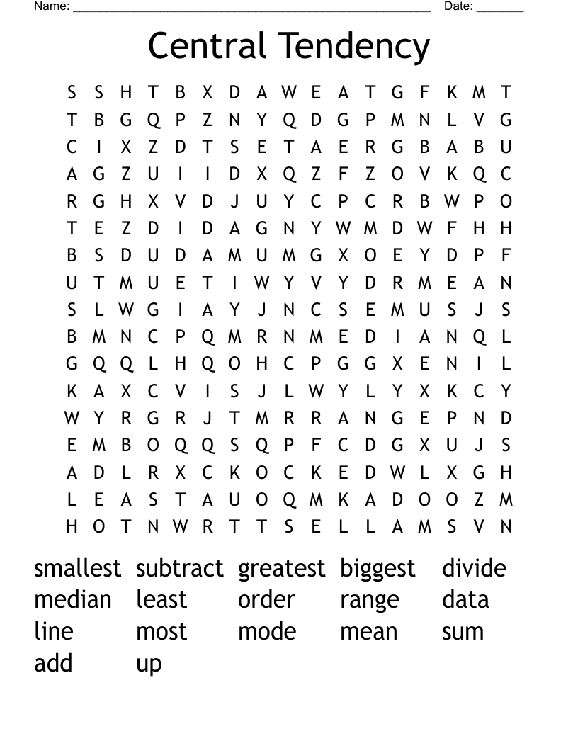 Central Tendency  Word Search