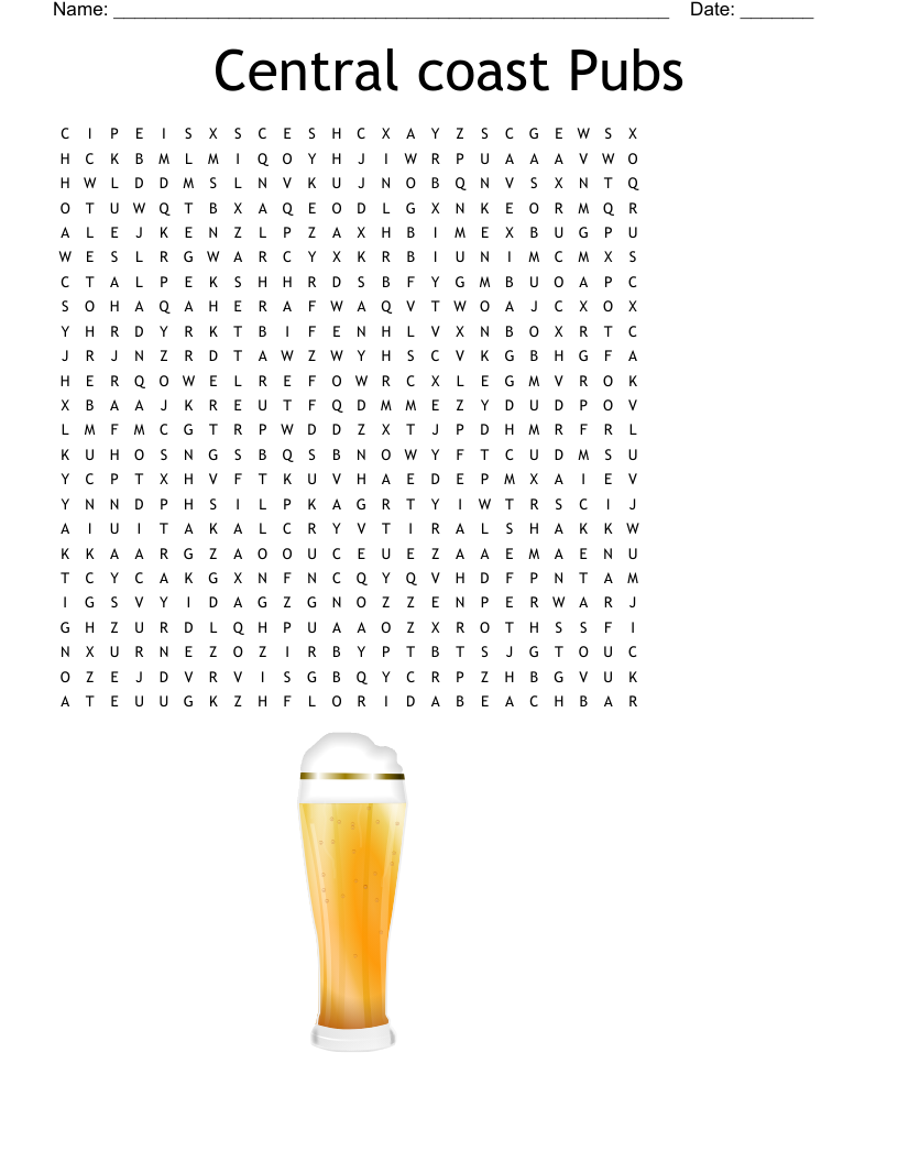 Central coast Pubs  Word Search