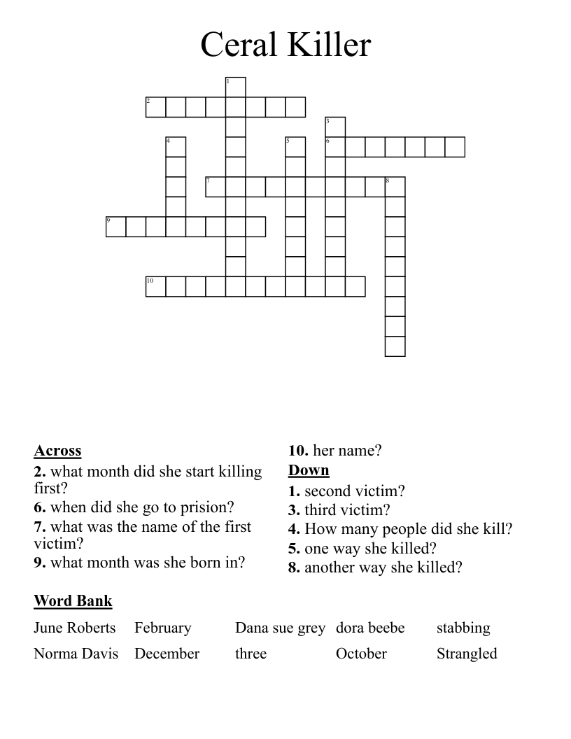 Ceral Killer Crossword