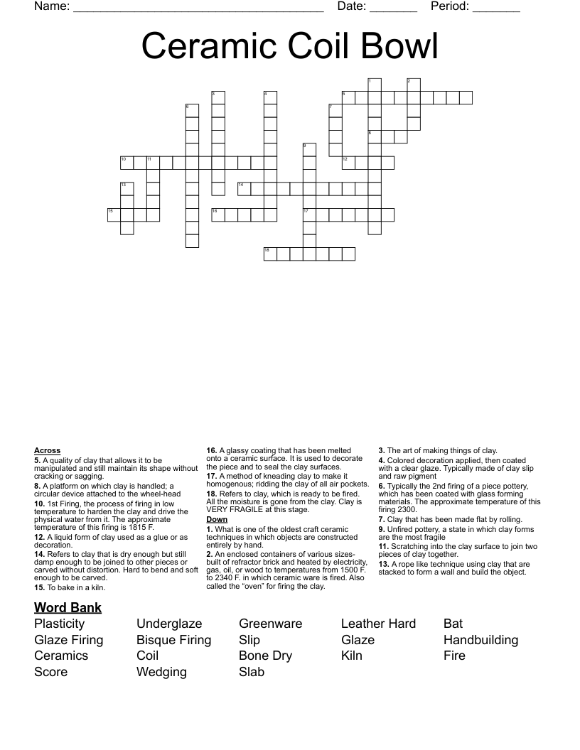 Ceramic Coil Bowl  Crossword