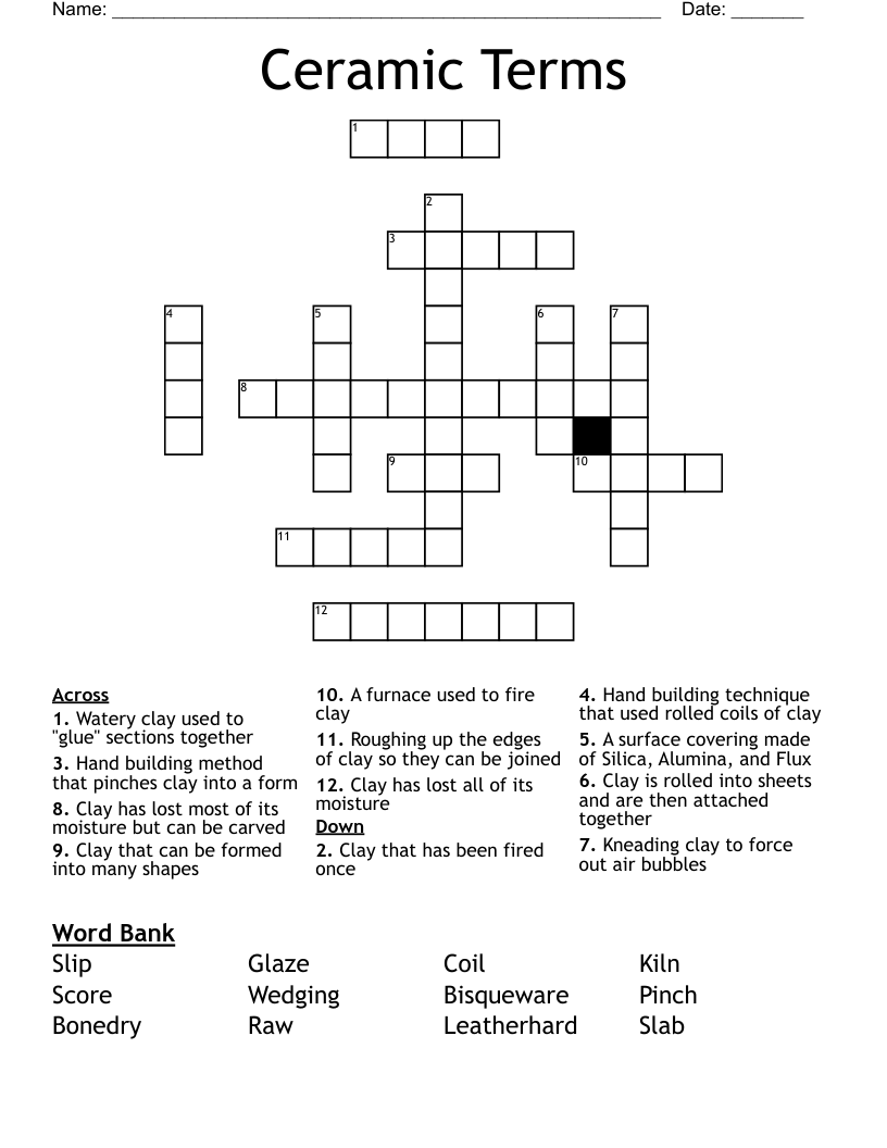 Ceramic Terms Crossword
