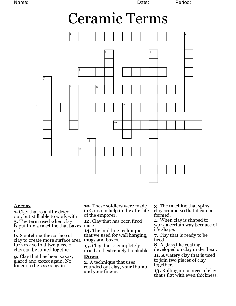 Ceramic Terms Crossword