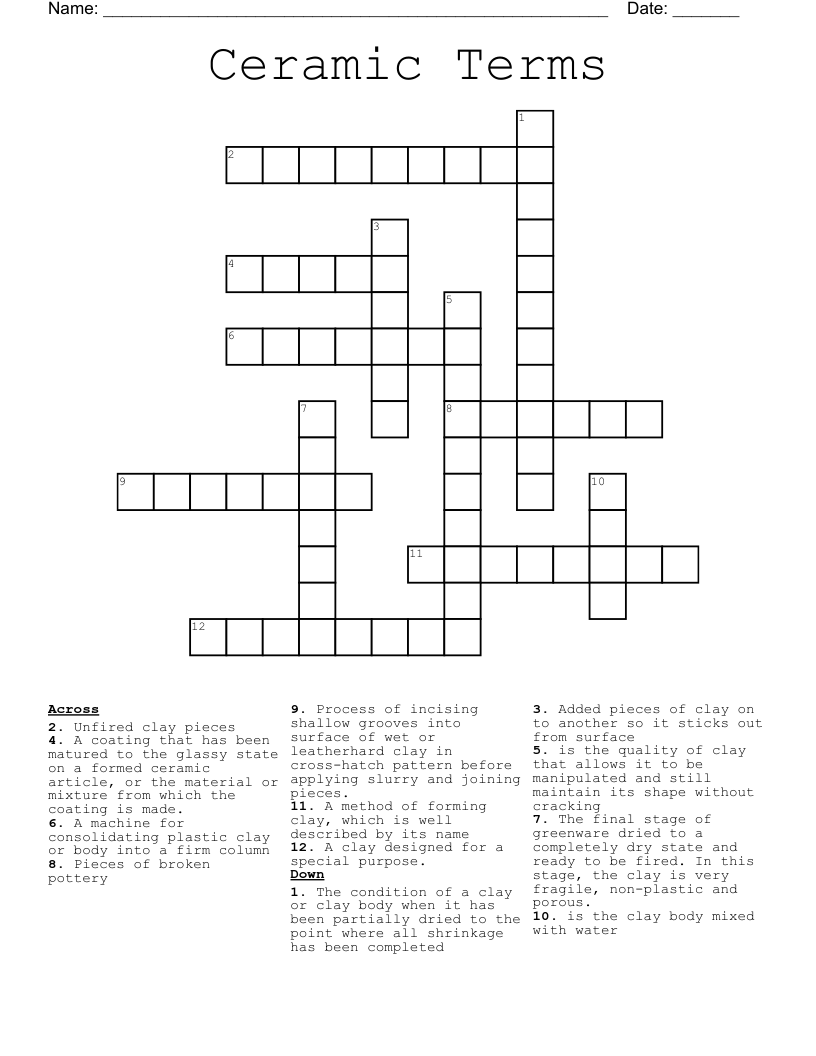 Ceramic Terms Crossword