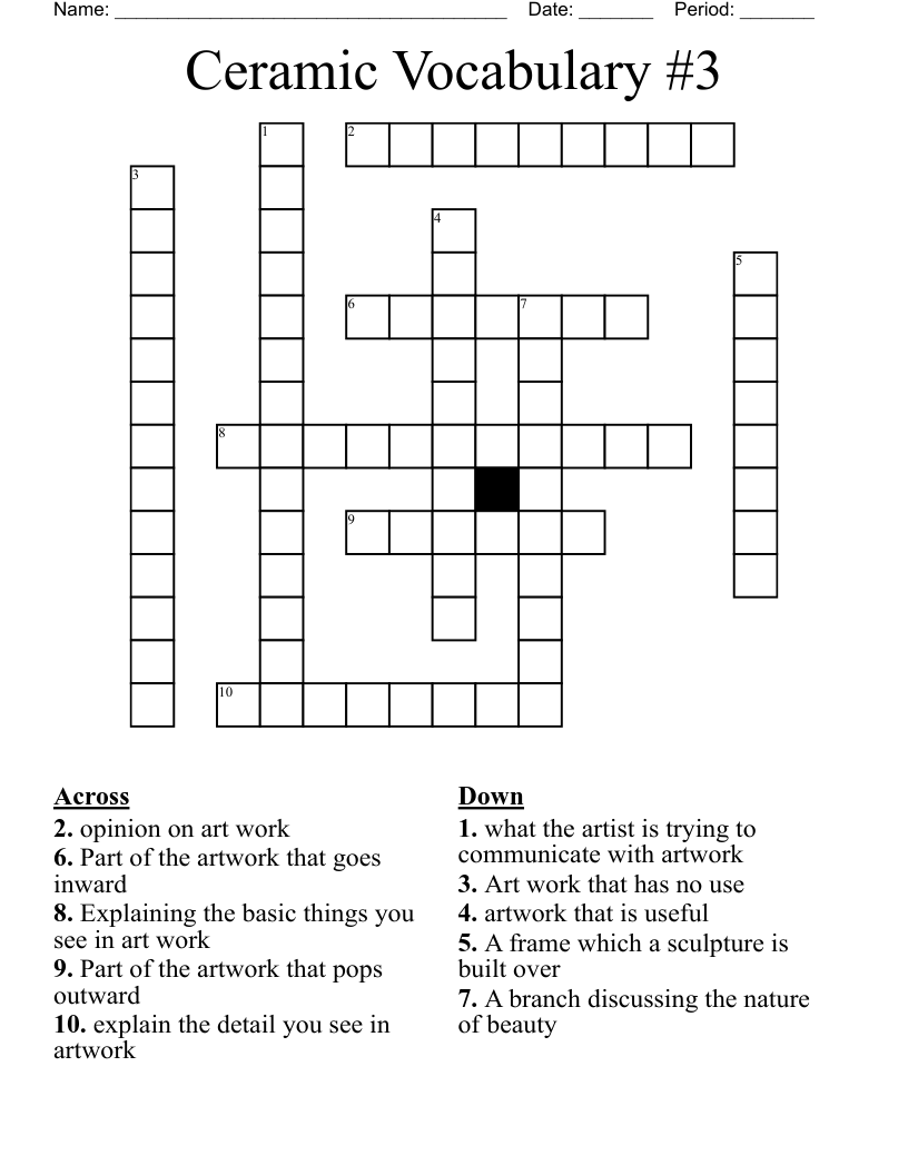 Ceramic Vocabulary #3 Crossword