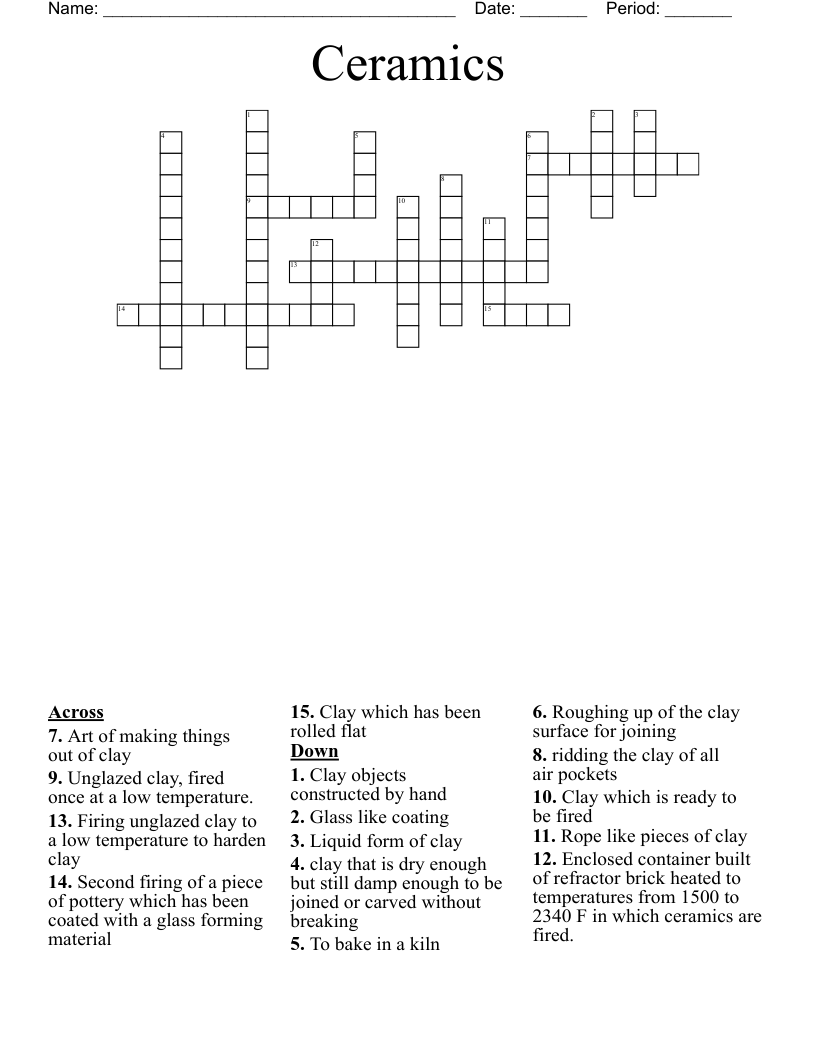 Ceramics Crossword