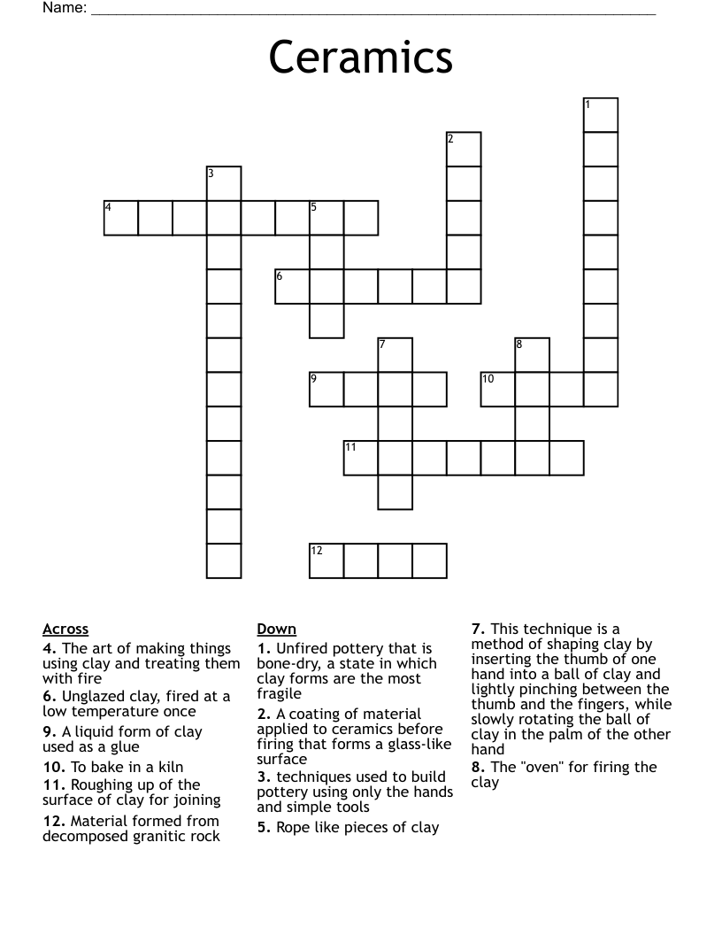 Ceramics Crossword