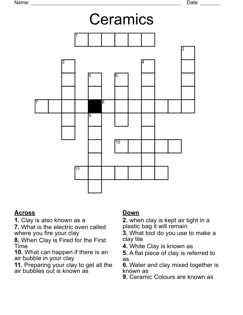 Ceramics Crossword