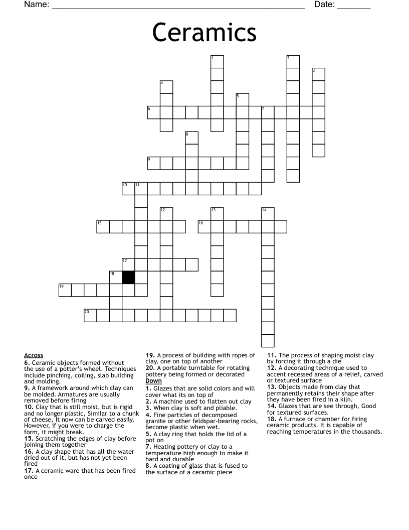 Ceramics Crossword