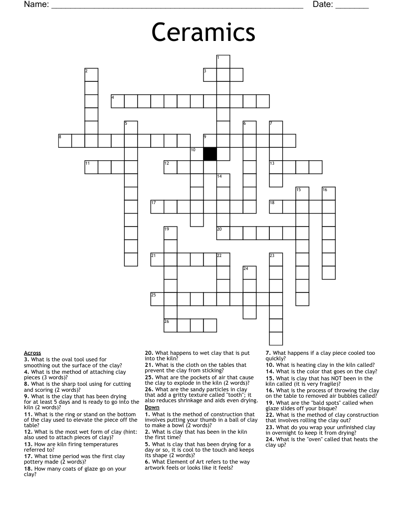 Ceramics Crossword