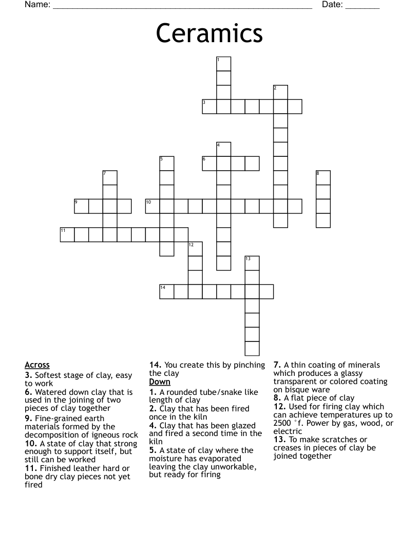 Ceramics Crossword