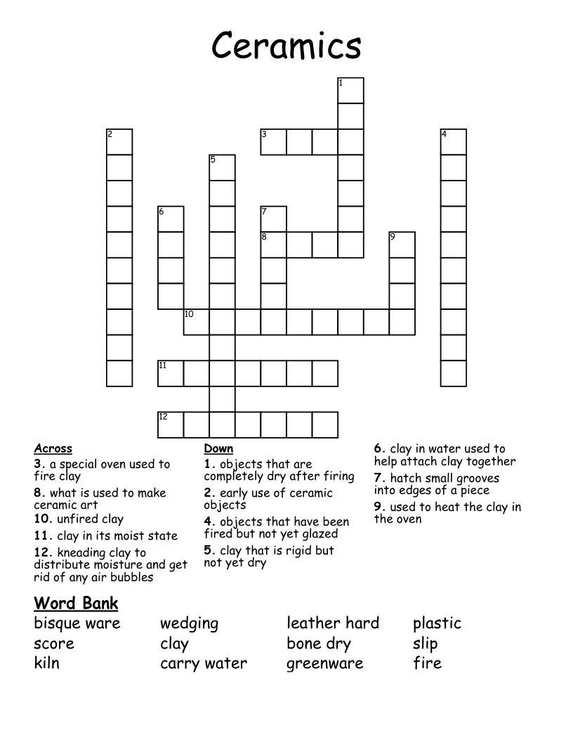 Ceramics Crossword