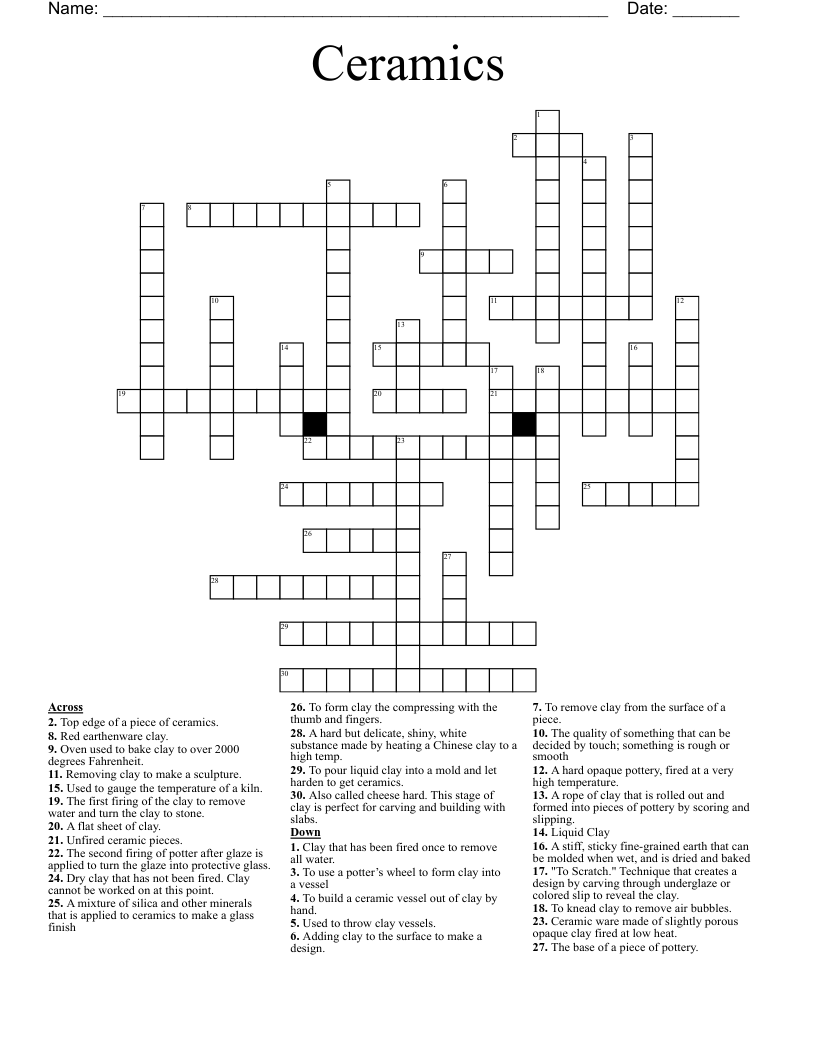 Ceramics Crossword