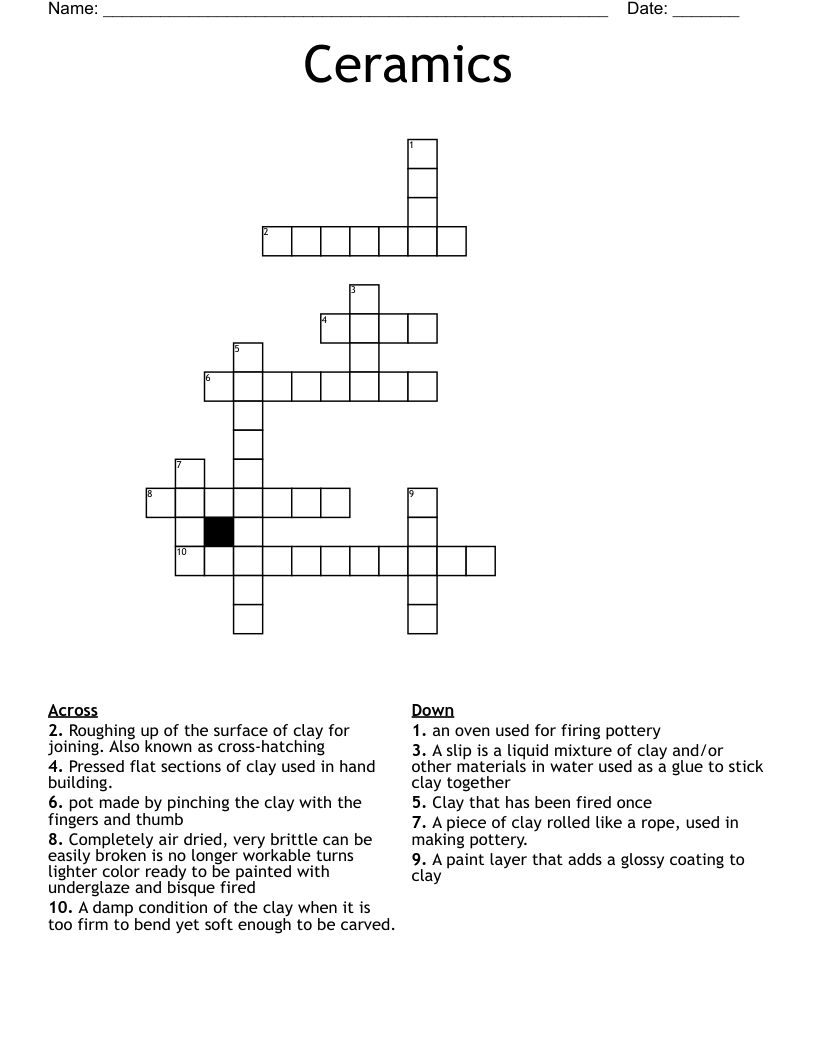 Ceramics Crossword