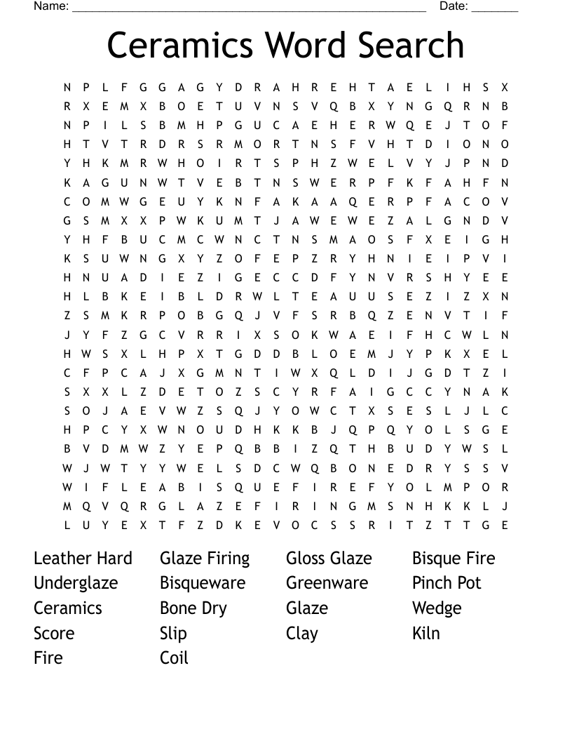 Ceramics Word Search 