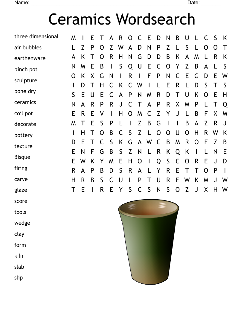 Ceramics Wordsearch 