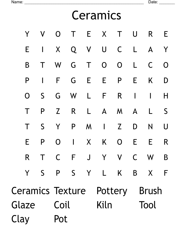 Ceramics  Word Search