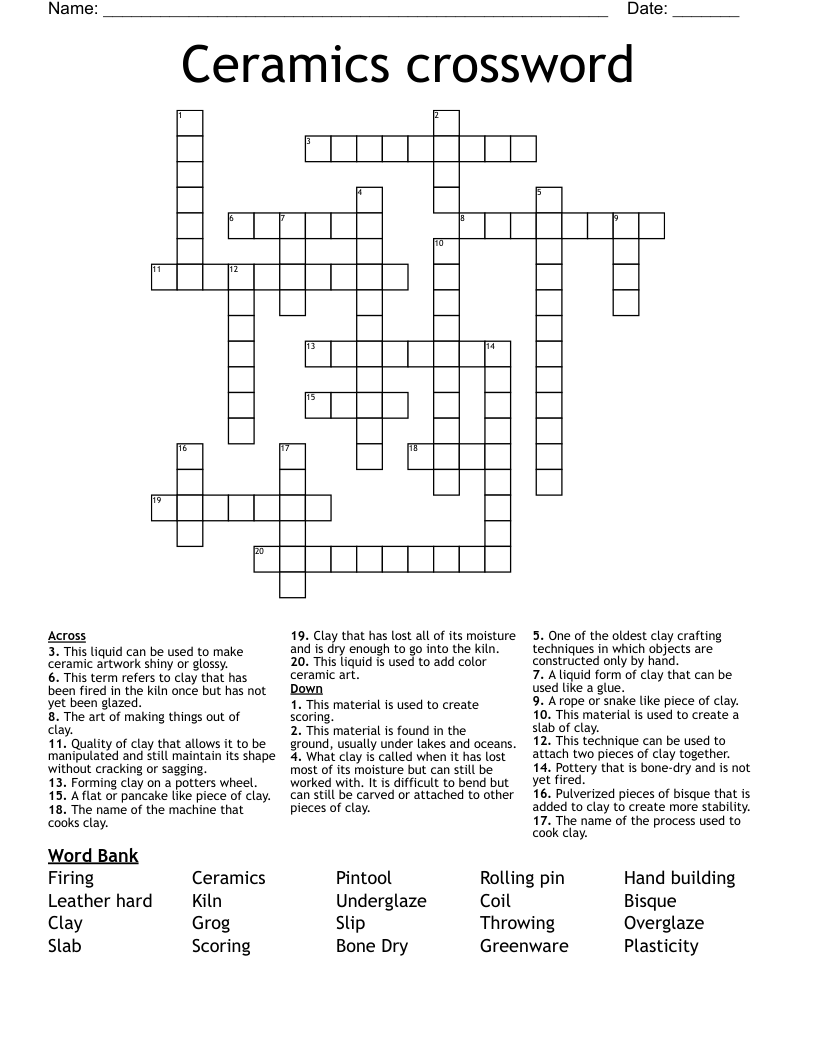 Ceramics crossword