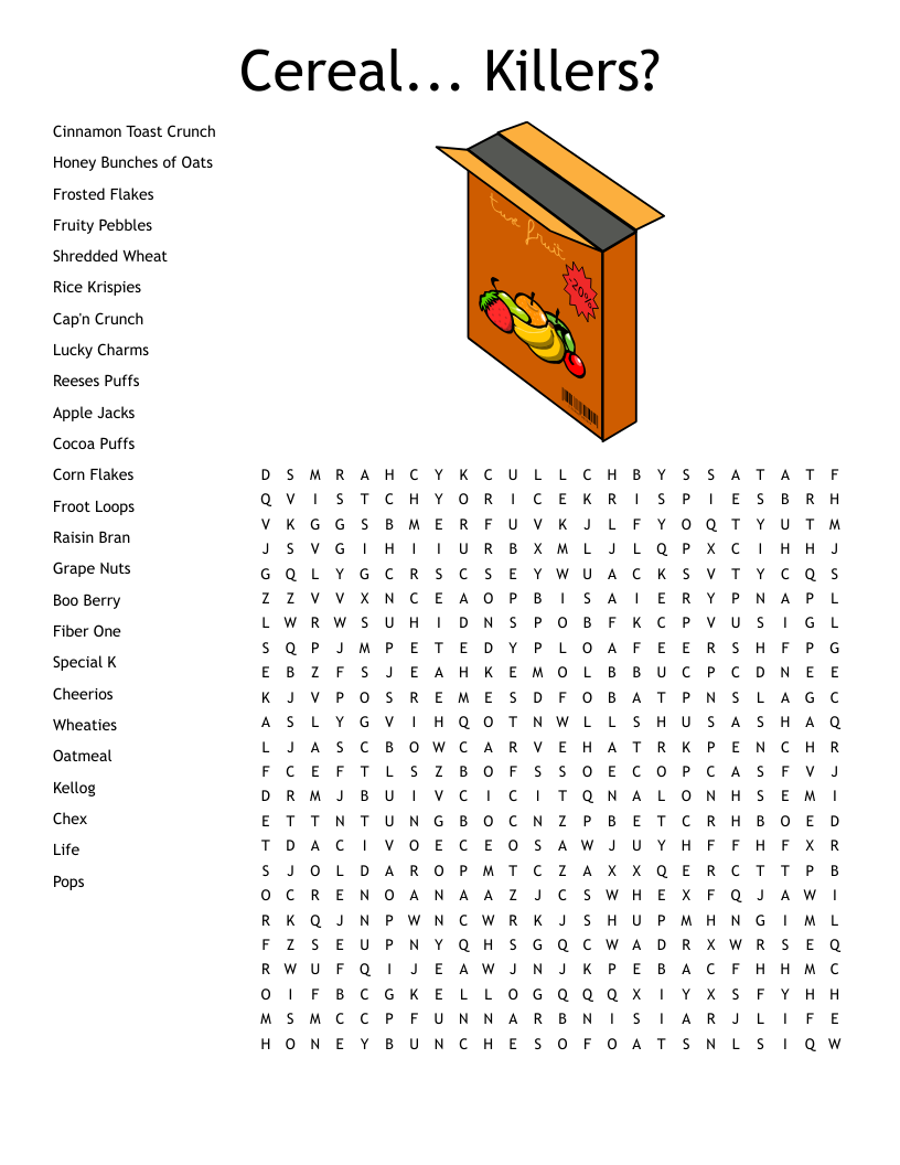 Cereal... Killers? Word Search