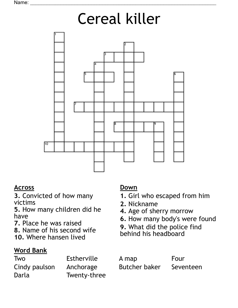 Cereal killer Crossword