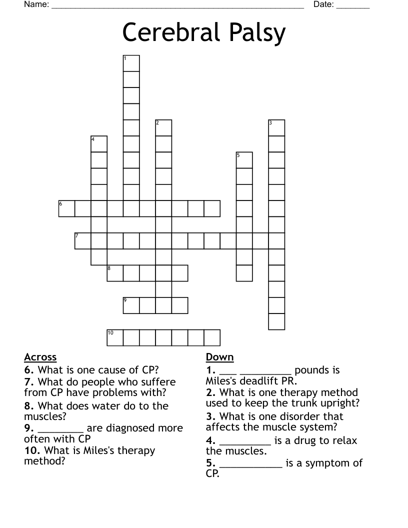 Cerebral Palsy  Crossword