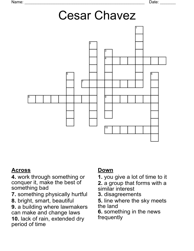Cesar Chavez Crossword