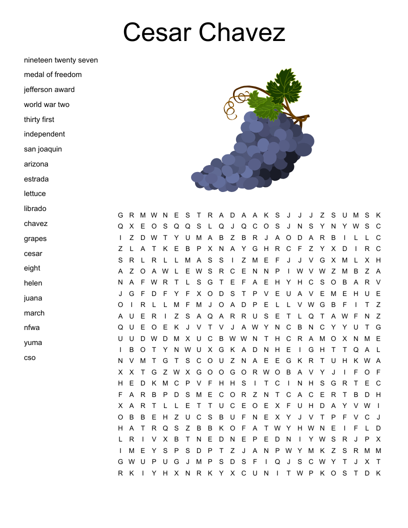 Cesar Chavez Word Search
