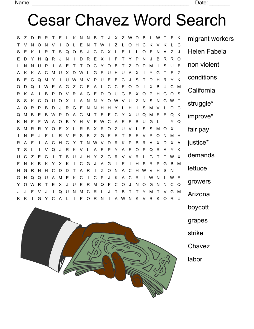 Cesar Chavez Word Search