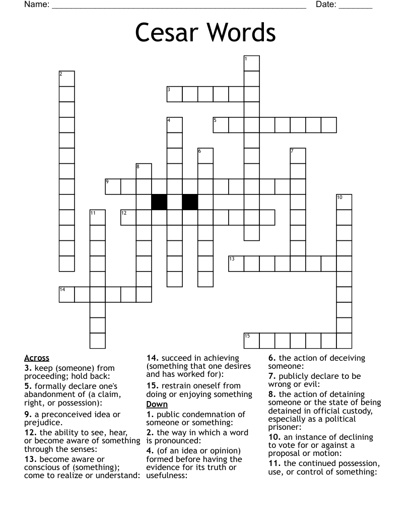 Cesar Words  Crossword