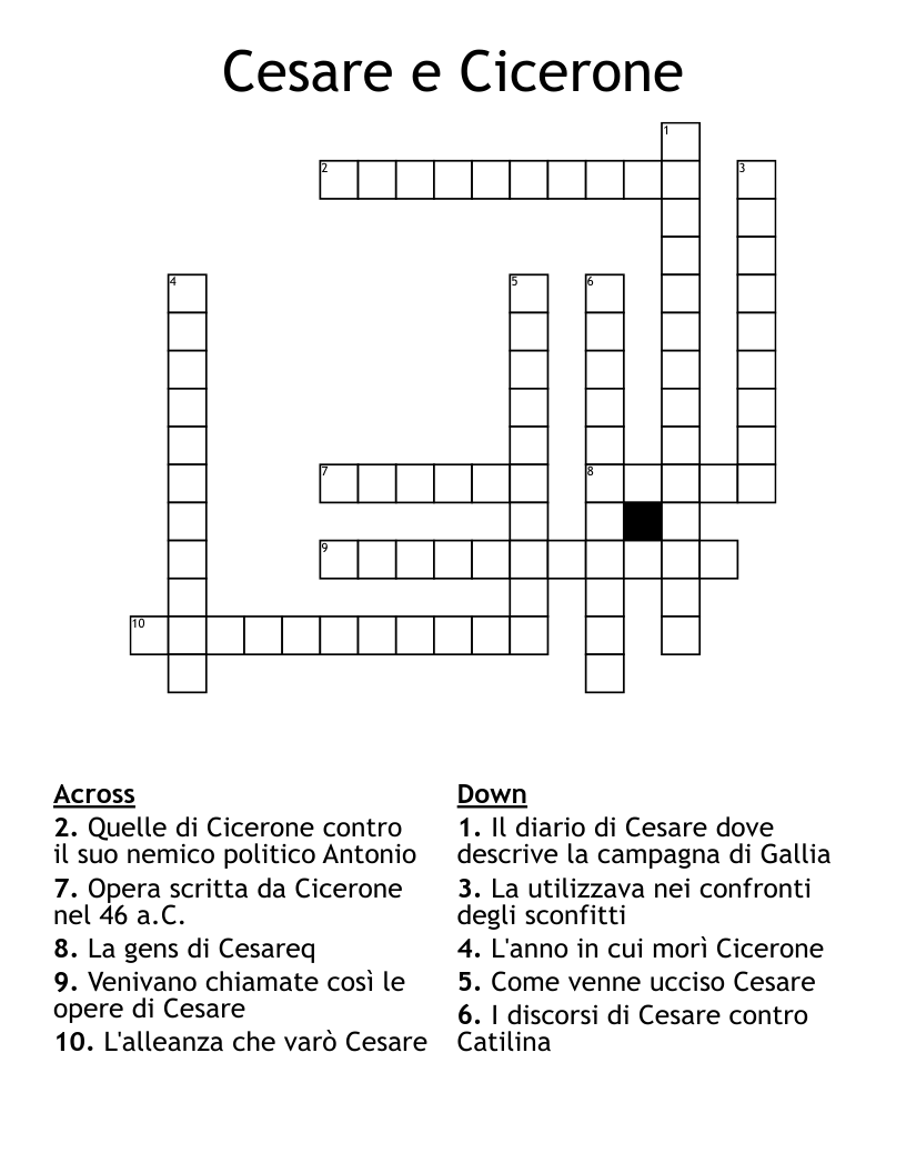 Cesare e Cicerone Crossword
