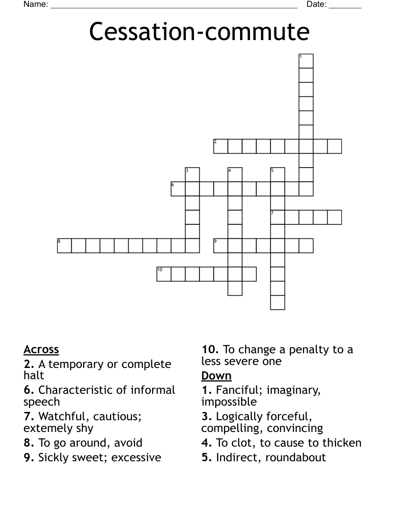 Cessation-commute Crossword