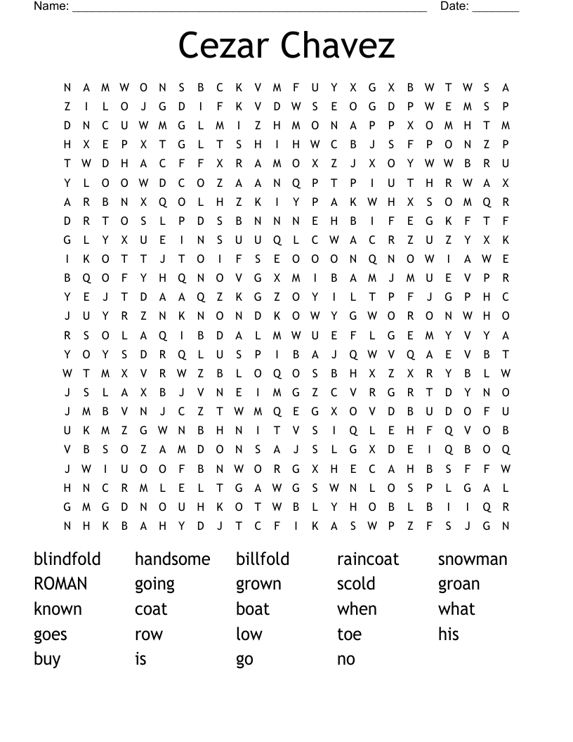Cezar Chavez Word Search