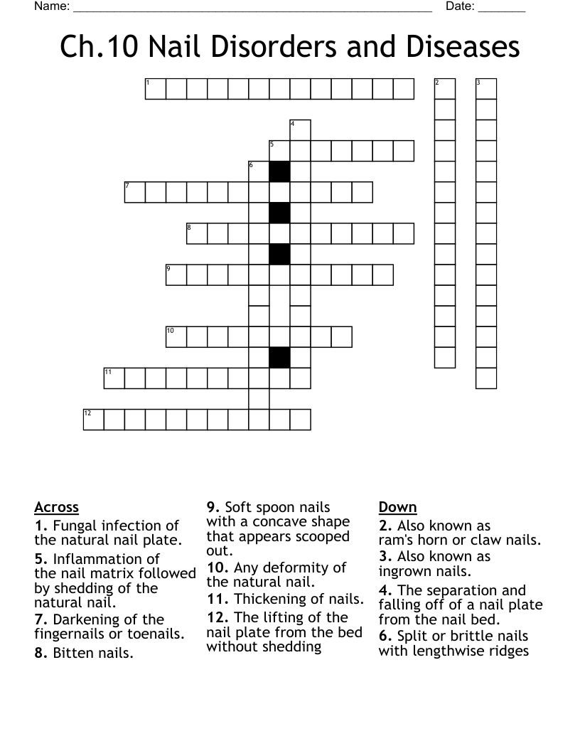Ch.10 Nail Disorders and Diseases Crossword