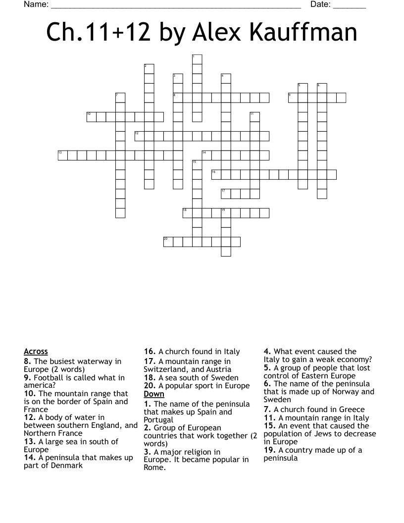 Ch.11+12 by Alex Kauffman Crossword