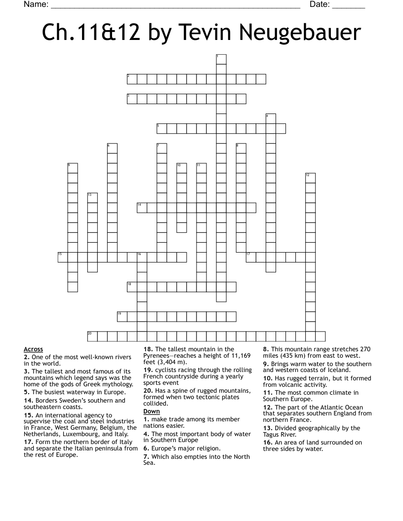 Ch.11&12 by Tevin Neugebauer Crossword