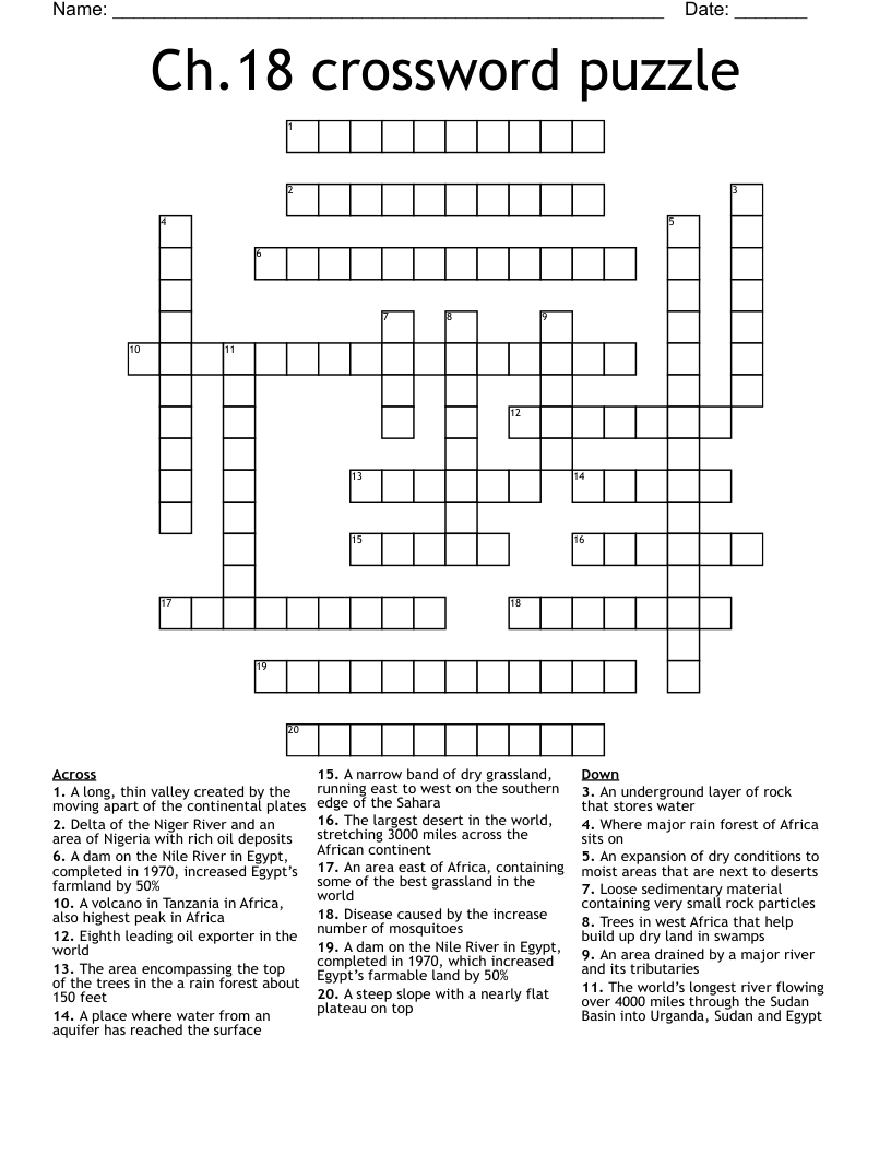Ch.18 crossword puzzle 