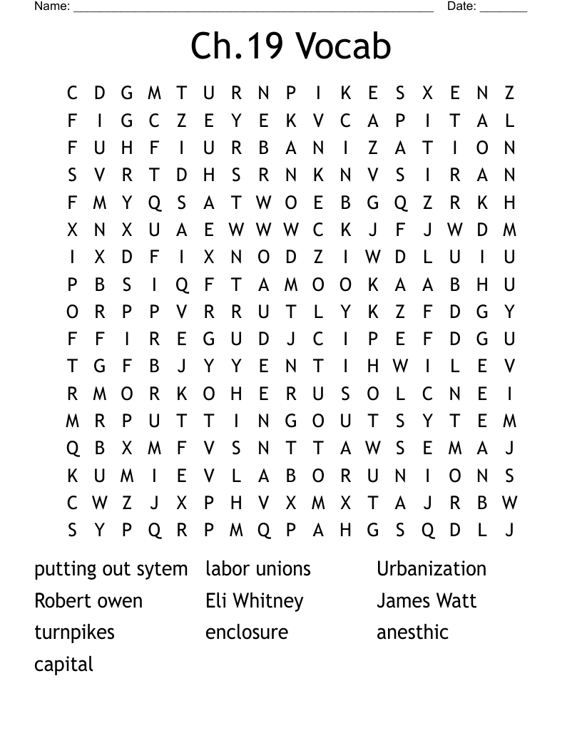 Ch.19 Vocab Word Search