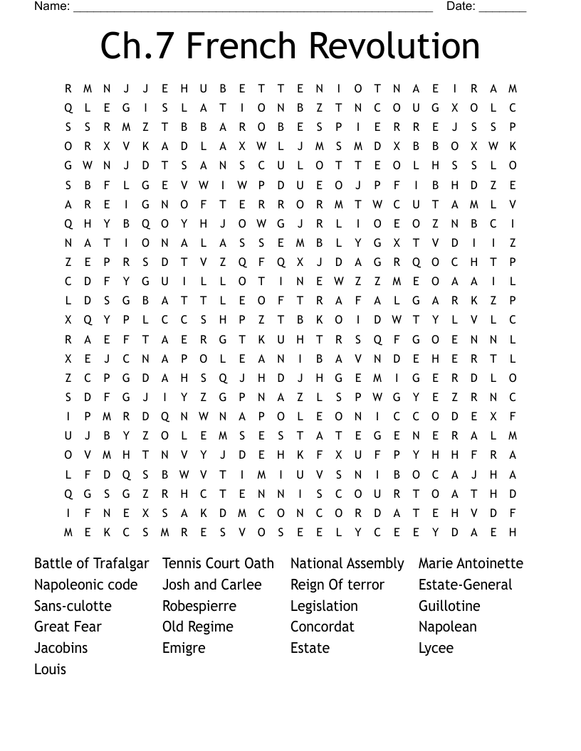 Ch.7 French Revolution Word Search