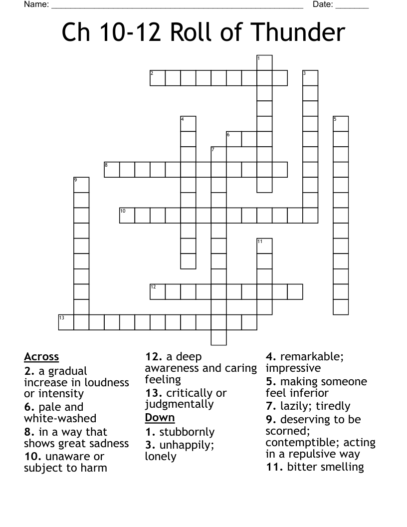Ch 10-12 Roll of Thunder Crossword