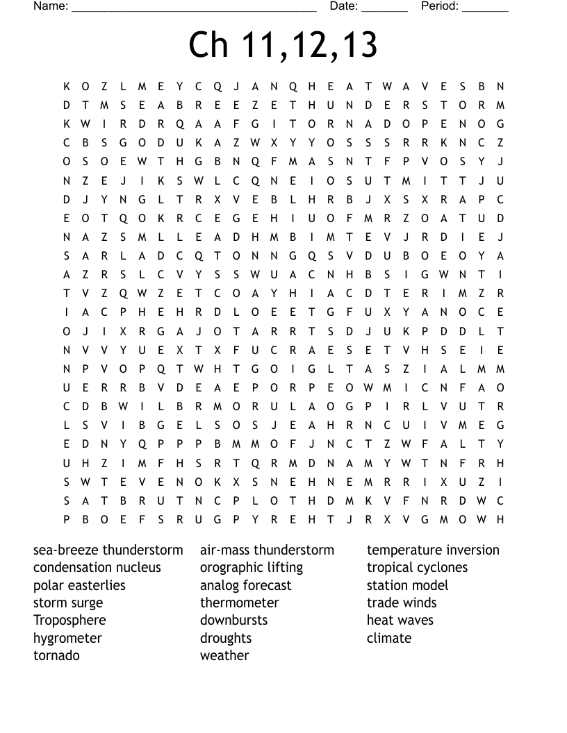 Ch 11,12,13 Word Search