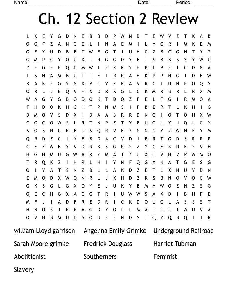 Ch. 12 Section 2 RevIew Word Search