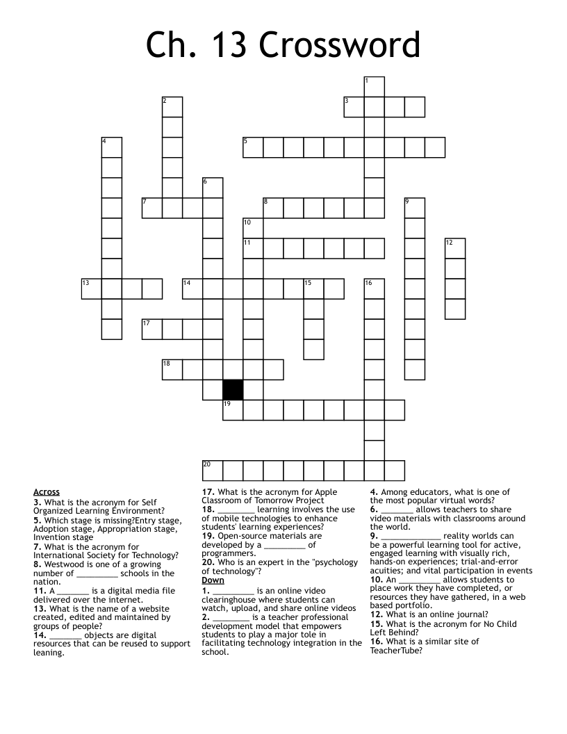 Ch. 13 Crossword