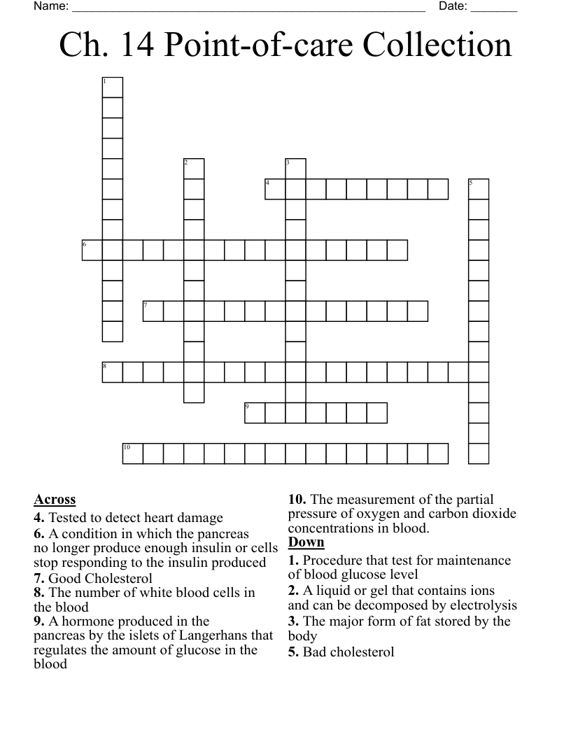 Ch. 14 Point-of-care Collection Crossword