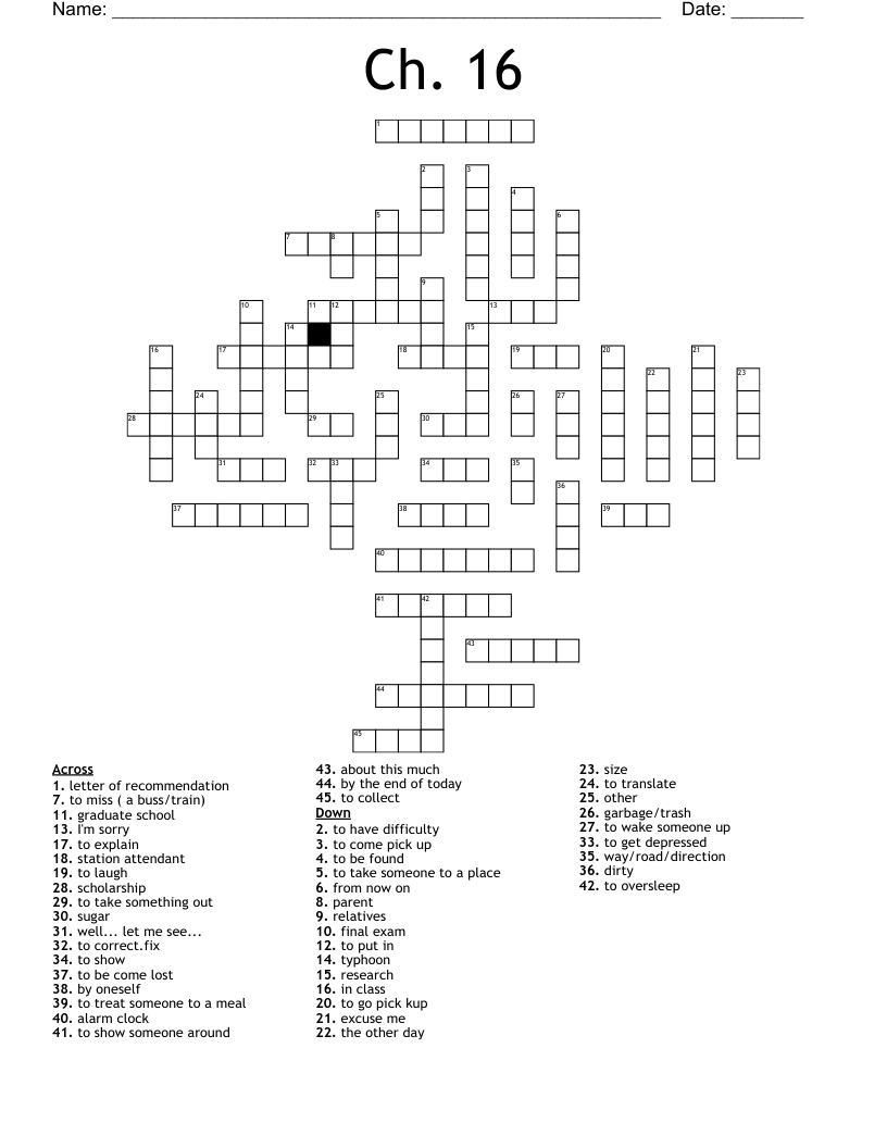 Ch. 16 Crossword