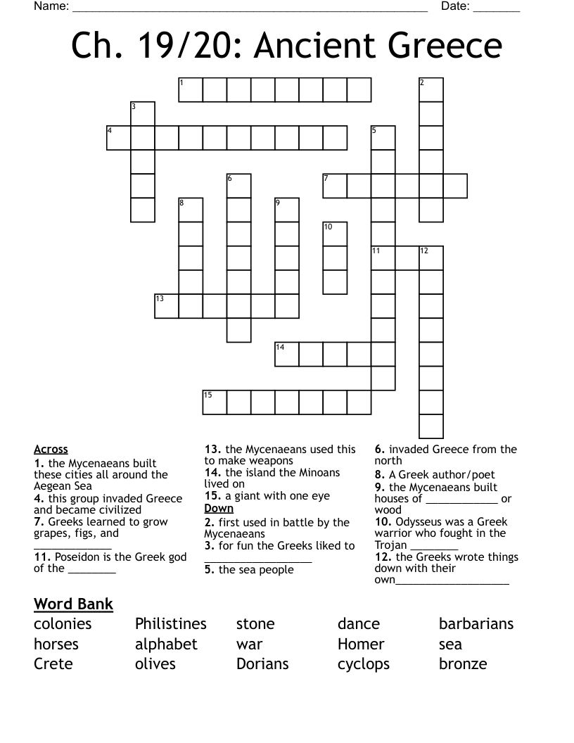 Ch. 19/20: Ancient Greece Crossword
