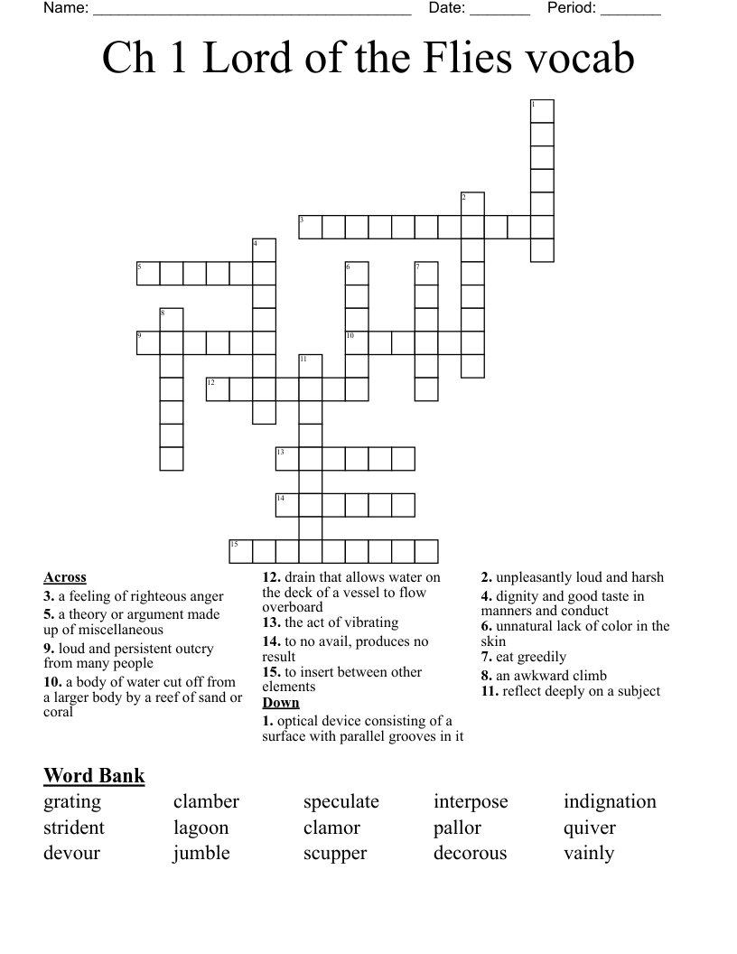 Ch 1 Lord of the Flies vocab Crossword