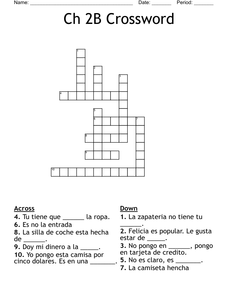 Ch 2B Crossword