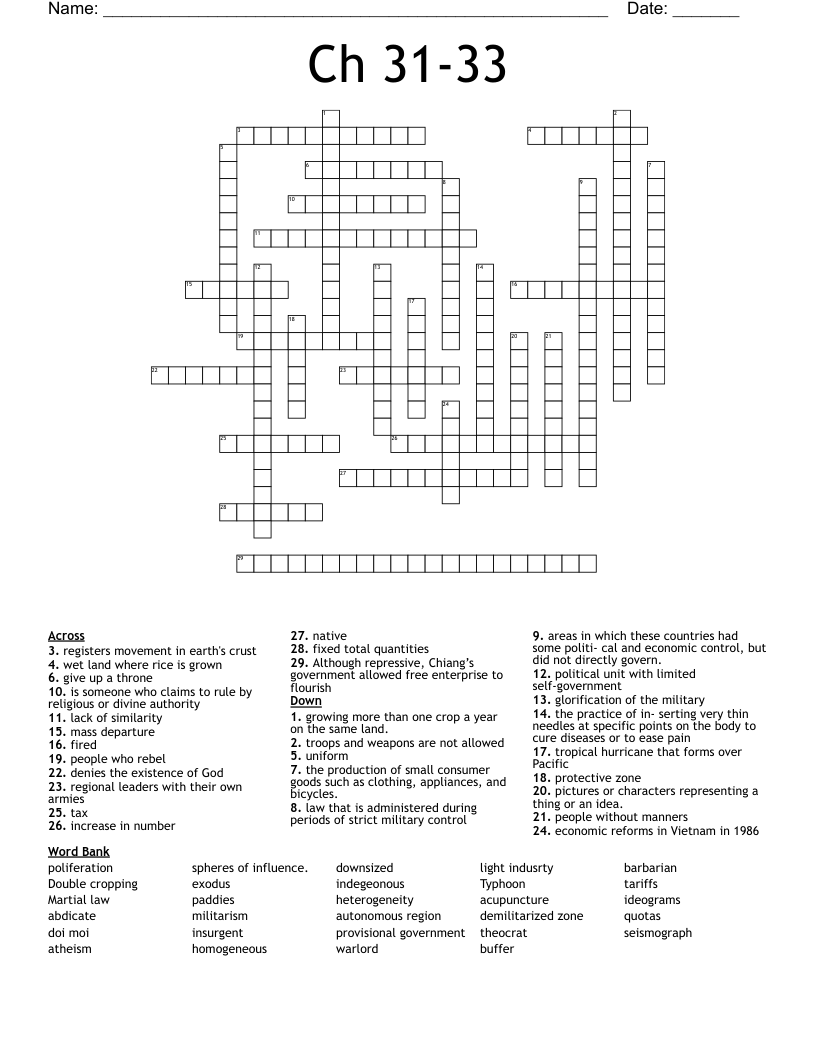 Ch 31-33 Crossword